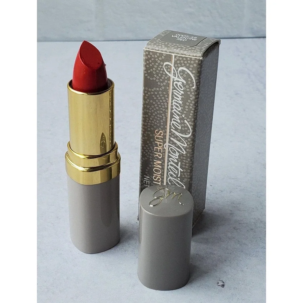 Germaine Monteil Super Moist Lipstick VALENTINE RED 1980s Tone Vanity Display